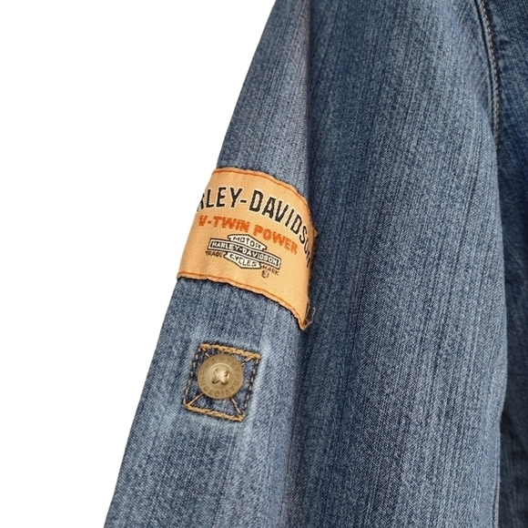 Vintage Harley-Davidson Women's Blue Denim Button Down Shirt Size M - Picture 8 of 12